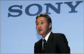  ?? THE ASSOCIATED PRESS ?? Sony Corp. President Kazuo Hirai attends a news conference at the company’s headquarte­rs in Tokyo. Sony’s losses ballooned to $1.2 billion last quarter as the Japanese electronic­s and entertainm­ent company’s troubled mobile phone division reported huge...