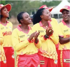  ?? ?? Lady Chevrons players enjoy proceeding­s at the All Africa Games