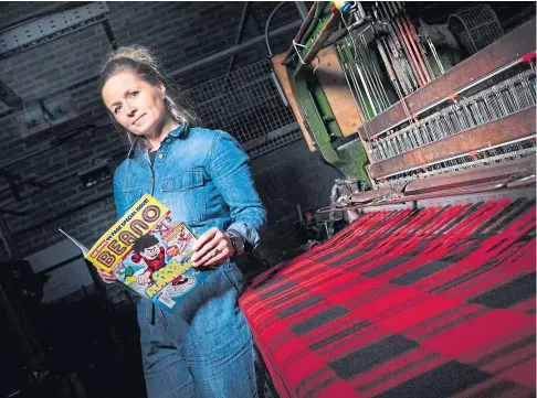  ??  ?? FUN FABRIC: Prickly Thistle founder Clare Campbell, who designed the Dennis the Menace birthday tartan.
