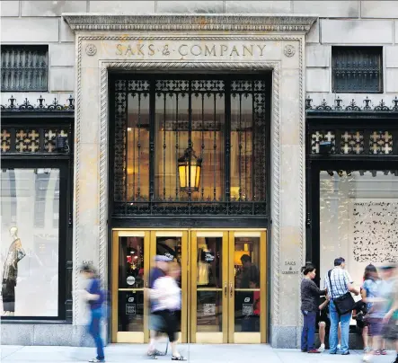  ?? DEMETRIUS FREEMAN/THE NEW YORK TIMES FILES ?? Stamford, Conn.-based Land & Buildings encouraged HBC in a letter to the board to focus its efforts on real estate rather than on failed mergers with rivals. It said the Saks Fifth Avenue location in New York could be valued at $5 billion alone.