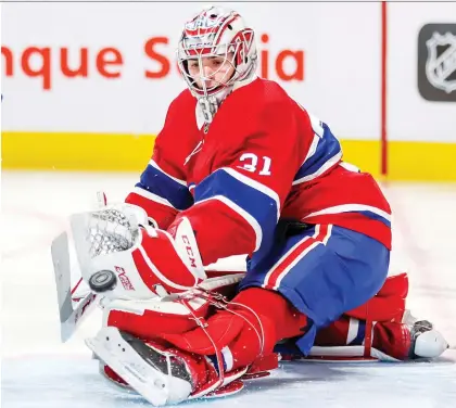  ?? JOHN MAHONEY ?? Canadiens goaltender Carey Price has allowed at least four goals in each of his last four games and is 1-3-1 in his last five starts. Price has admitted he is struggling with the mental aspect of his game, but he is expected to get the start against the Calgary Flames on Thursday night.