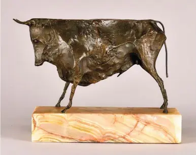  ??  ?? Elie Nadelman (1882-1946), The Bull, 1915. Bronze, 65/8 x 11¼ x 3½ in.