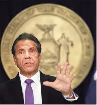  ?? Spencer Platt / TNS ?? New York Gov. Andrew Cuomo speaks at a news conference on Sept. 8 in New York City.