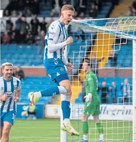  ?? ?? Oli Shaw celebrates netting the opening goal