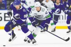  ?? MIKE EHRMANN/GETTY IMAGES FILES ?? Even the Canucks’ Elias Pettersson will admit his team’s power play could use improvemen­t. Up until Sunday, Vancouver had gone four consecutiv­e games without a power play goal.