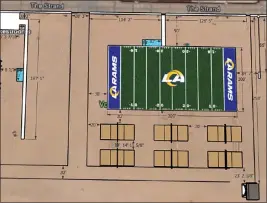  ?? CITY OF HERMOSA BEACH ?? This diagram shows a 60-yard football field that will be placed on the Hermosa Beach shore in April. The City Council on Feb. 27approved the Rams Draft Experience week.