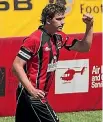  ??  ?? Playing his 100th game for the Dragons, Tom Schwarz scored a 96thminute penalty to earn Canterbury a 2-2 draw with Auckland City.
