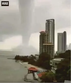  ??  ?? A videograb showing a waterspout in Tanjong Tokong, George Town, yesterday.