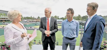  ??  ?? National institutio­n: Sue Barker leads this year’s Wimbledon coverage with her usual ageless and jolly efficiency on the BBC