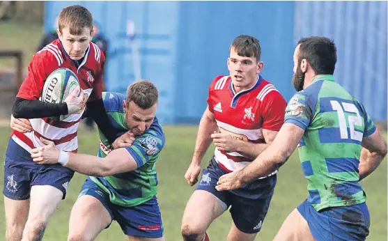  ?? Picture: Gareth Jennings. ?? Action from Howe of Fife’s excellent victory over Hamilton Bulls at Duffus Park last Saturday.