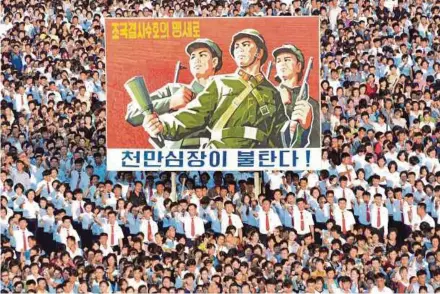  ?? REUTERS PIC ?? A mass rally in Pyongyang on Wednesday.