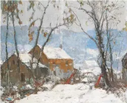  ??  ?? Henry Hobart Nichols (1869-1962), Snow Fall.Oil on canvas, 25 x 30¼ in., signed lower left (partially obscured by artist reworking); inscribed with title on verso.