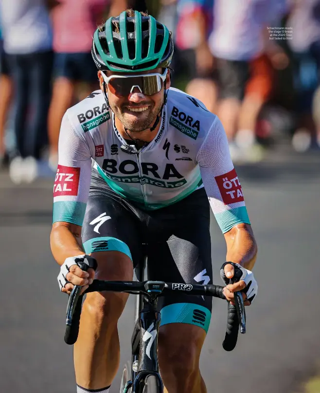  ??  ?? Schachmann made the stage 13 break at the 2020 Tour, but faded to third