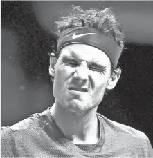  ?? AP Photo/Kirsty Wiggleswor­th ?? RAFAEL NADAL of Spain grimaces during his singles tennis match against David Goffin of Belgium at the ATP World Finals at the O2 Arena in London, Monday, Nov. 13, 2017.