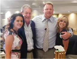  ?? COURTESY PHOTO ?? Former Sox ace Roger Clemens, second from right, poses with Desiree Zabriskie, Willowbend Country Club owner David Southworth, and wife, Debbie, from left.