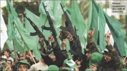  ?? PHOTO: GETTY IMAGES ?? Hamas supporters at a rally in Gaza City