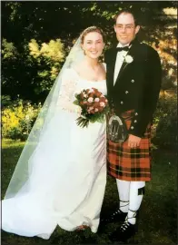  ?? (Special to the Democrat-Gazette) ?? Sonya Gray and Barclay Key were married twice within a year of meeting as counselors at a middle school camp in Alabama. They celebrate both wedding dates — March 27, 2003, and June 25, 2003, each year. “His mom calls the March one the first marriage,” Sonya adds. “I married him twice.”