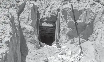  ?? AGENCE FRANCE PRESSE ?? A picture taken from the Israeli side of the border with the Gaza Strip shows the exit of a tunnel allegedly intended for attacks.