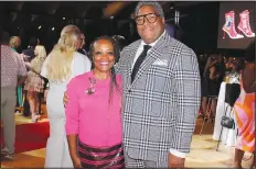  ?? (NWA Democrat-Gazette/Carin Schoppmeye­r) ?? Deborah Wright and Tony Waller visit at the “Fashioning America” sponsor reception Sept. 8.