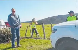  ??  ?? Northland MP Matt King at the road block on State Highway 1 just before Cape Reinga.