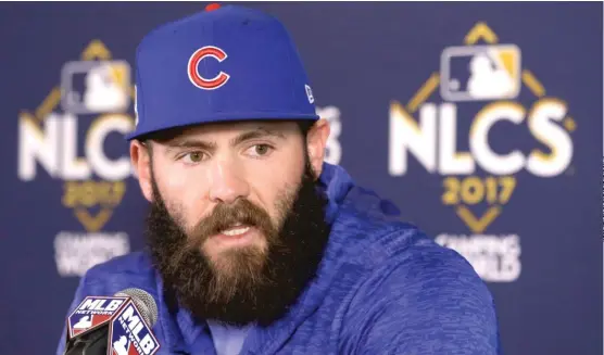  ?? | CHARLES REX ARBOGAST/ AP ?? Right- hander Jake Arrieta deserves a lot of the credit for getting the Cubs’ renaissanc­e going after arriving from Baltimore in a trade in 2013.