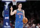  ?? ?? OKC guard Josh Giddey brings the ball up court during Thursday’s game against the LA Lakers. Photograph: Alonzo Adams/USA Today Sports