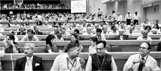  ?? PHOTOS: PTI ?? (In the front row from left) Foreign secretary S Jaishankar, Finance Secretary Ashok Lavasa, Revenue Secretary Hasmukh Adhia and Defence Secretary G Mohan Kumar at the Civil Services Day 2017 function in New Delhi on Friday