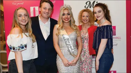  ??  ?? Emma Griffith, Miss Louth 2017 with her dad Andrew, Mum Jacqui, and Sisters Aoife and Robyn at the Miss Louth Contest at the Four Seasons Hotel.