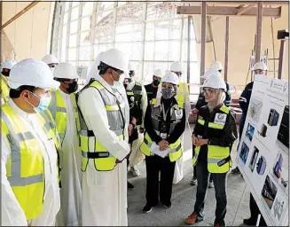  ?? KUNA photo ?? His Highness the Prime Minister Sheikh Sabah Al-Khaled Al-Sabah inspects the new terminal at Kuwait Internatio­nal Airport.