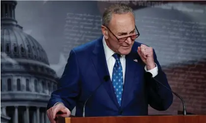  ?? Photograph: Ken Cedeno/Reuters ?? ‘Thank Senator Chuck Schumer, sure, but also thank the staffers who sat in his office, demanding he restart talks on a bill most of Capitol Hill had left for dead.’