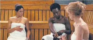  ?? THE ASSOCIATED PRESS ?? Michelle Rodriguez, left, Viola Davis, and Elizabeth Debicki star in the heist film Widows.