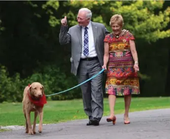  ?? SEAN KILPATRICK/THE CANADIAN PRESS ?? The prime minister commended David Johnston and wife Sharon for making Canada “a better place to call home.”