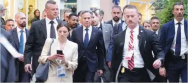  ?? Associated Press ?? ↑
US Secretary of State Antony Blinken (centre) arrives for the G7 Foreign Ministers meeting on the Island of Capri, Italy on Wednesday.