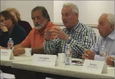  ??  ?? CTC Commission­er James Ghielmetti asks local officials about the biggest transporta­tion need in the county during the Q&amp;A session of the town hall.