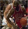 ?? ASSOCIATED PRESS FILE ?? Michael Jordan — shown driving past Craig Ehlo of the Cavaliers during a 1988 playoff game — scored a career-high 69 points against Cleveland on March 28, 1990at Richfield Coliseum.