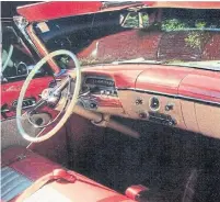  ??  ?? The bright cherry red interior of Stan Vastokas’ 1954 Mercury convertibl­e was a striking contrast to the car’s white exterior.