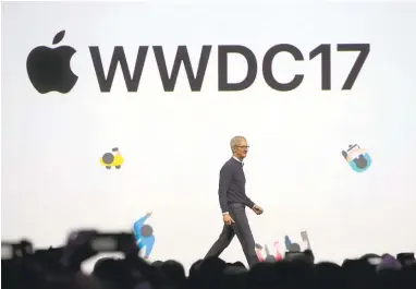  ?? JUSTIN SULLIVAN/GETTY IMAGES ?? “We don’t have to think the iPhone is about a certain demographi­c, or country or vertical market: it’s for everyone. I think AR is that big, it’s huge,” said Apple CEO Tim Cook, shown above at the WWDC in San Jose.