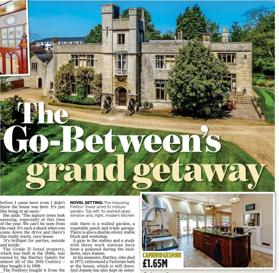  ??  ?? NOVEL SETTING: The imposing Fletton Tower amid its mature garden. Top left: Its stained-glass window and, right, modern kitchen