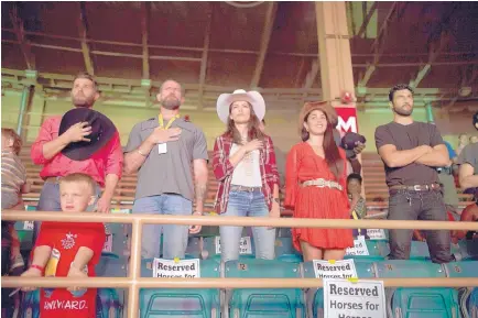  ?? COURTESY OF ADRIA MALCOLM/NBC ?? Members from the “The Brave” cast and crew, from left, Mike Vogel, Mikal Vega, Sofia Pernas, Natacha Karam and Noah Mills at the “Horses for Heroes” event at the New Mexico State Fair.