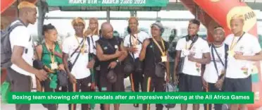  ?? ?? Boxing team showing off their medals after an impresive showing at the All Africa Games