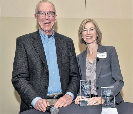  ?? University of Colorado / Courtesy photo ?? Thomas Cech, left, a former Nobel Prize winner, believes one of this year’s winners, Jennifer Doudna, who spent time at the University of Colorado Boulder, has done work on gene research that will lead to further scientific advances.