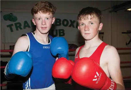  ??  ?? Patrick McCarthy and Jonathan McCarthy who are heading of to the National Stadium in Dublin this to fight in the National Cadet Finals