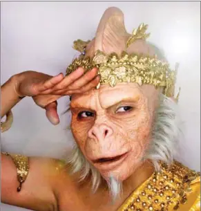  ?? COURTESY OF DILLON MORNINGSTA­R ?? Apple poses as mythical monkey god Hanuman in makeup she applied herself.