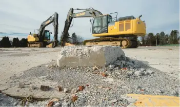  ?? RICK KINTZEL/THE MORNING CALL ?? Two constructi­on vehicles sit at 3369 Route 100 as Lehigh Valley Health Network breaks ground in December 2022 on its Lower Macungie Township micro-hospital.