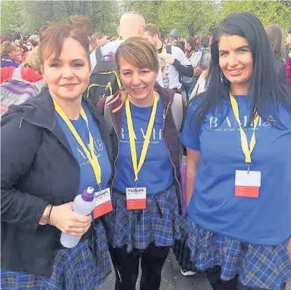  ??  ?? Well done The girls (from left) Amanda, Andrea and Fiona in their kilts