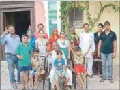  ?? HT PHOTO ?? Family members of Neeraj Chopra at his native village Khandra in Panipat district on Sunday.