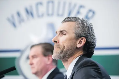  ?? JIMMY JEONG/THE CANADIAN PRESS ?? Trevor Linden, the Vancouver Canucks’ president of hockey operations, says waiting for Saturday’s NHL draft lottery is a difficult experience because it’s all out of his hands. “It’s a helpless feeling, and it’s nerve-racking because you have no...