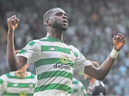  ?? Picture: Getty. ?? Odsonne Edouard celebrates scoring his first goal against Rosenborg.
