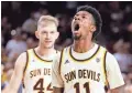  ?? ROB SCHUMACHER/THE REPUBLIC ?? Arizona State guard Shannon Evans reacts after a basket against San Diego State on Nov. 14 at Wells Fargo Arena.