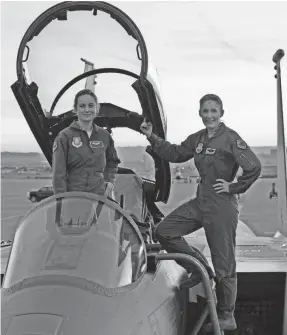  ?? BRAD BARUH FOR MARVEL ?? Brie Larson, left, with Brig. Gen. Jeannie M. Leavitt, suits up as pilot Carol Danvers in “Captain Marvel” and the fourth “Avengers” film.